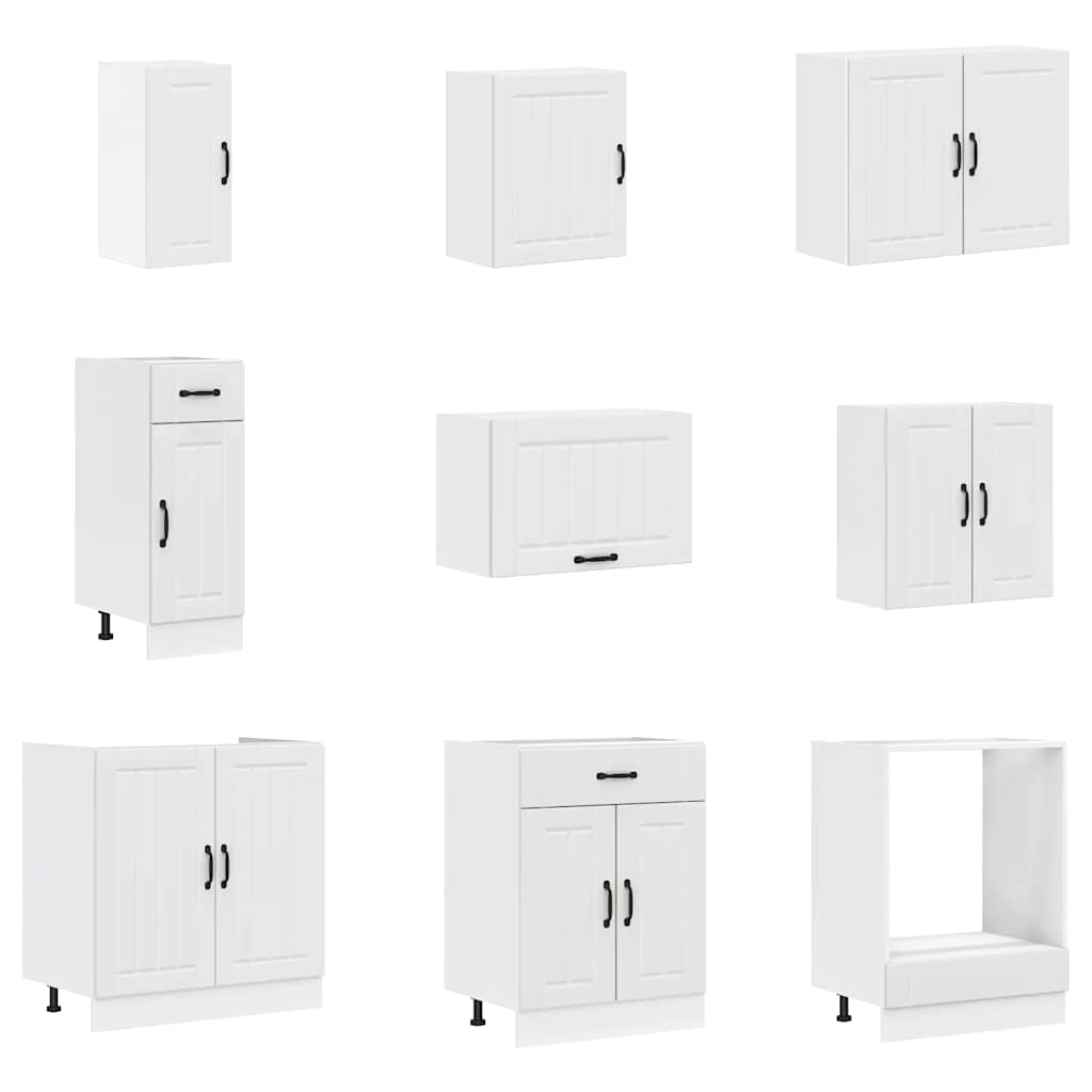 14 Piece Kitchen Cabinet Set Lucca White Engineered Wood