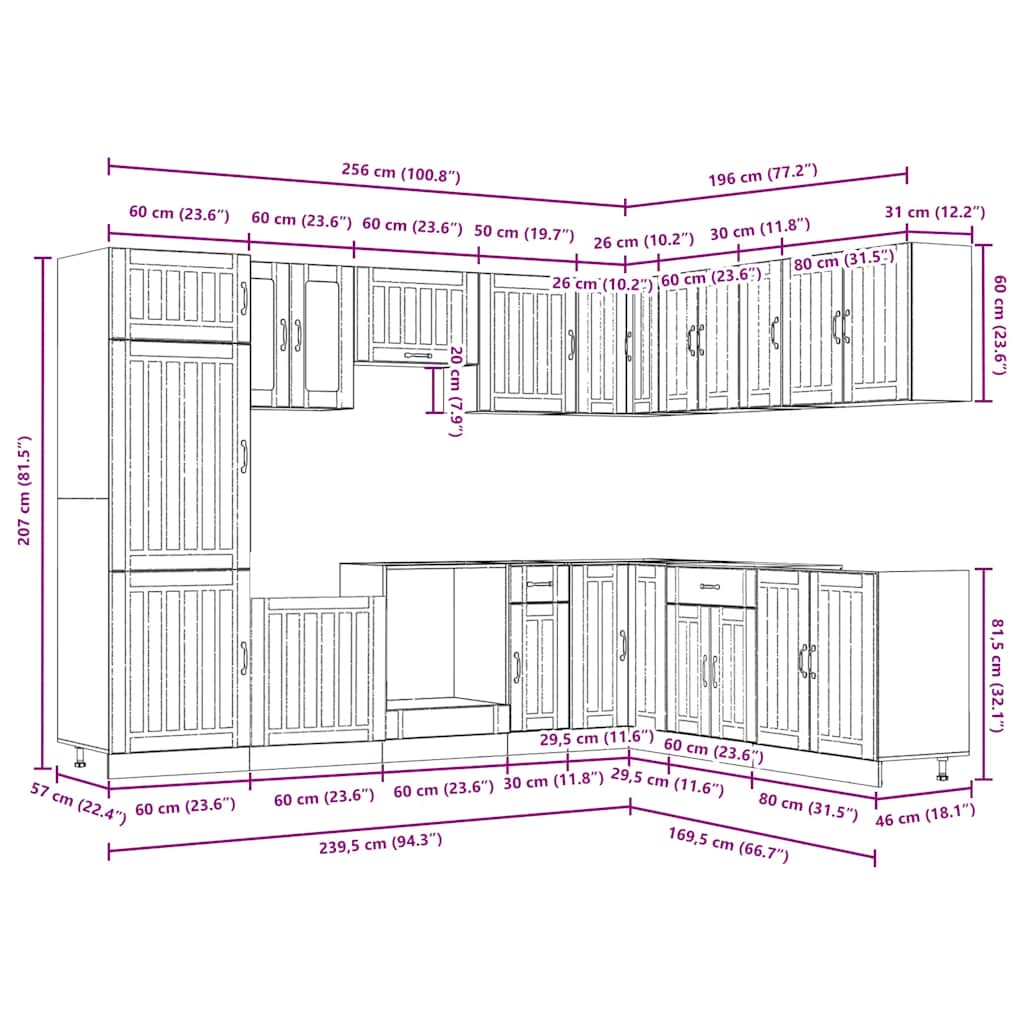 14 Piece Kitchen Cabinet Set Lucca White Engineered Wood