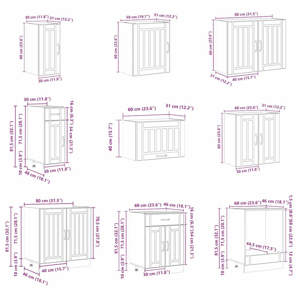 14 Piece Kitchen Cabinet Set Lucca White Engineered Wood