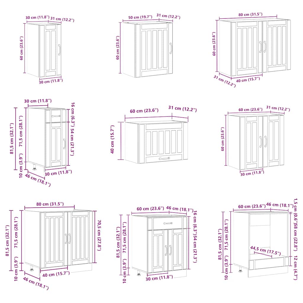 14 Piece Kitchen Cabinet Set Lucca White Engineered Wood