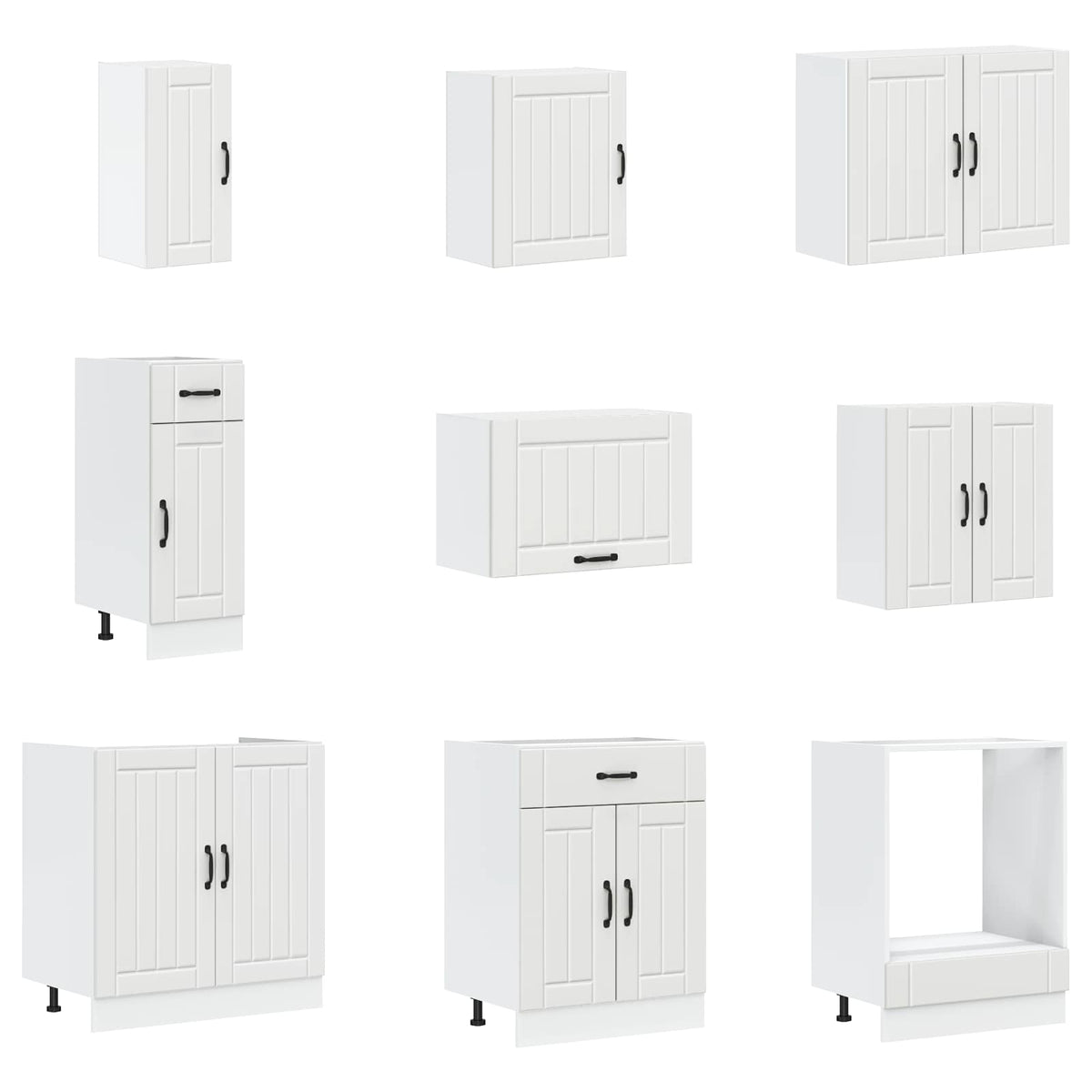 14 Piece Kitchen Cabinet Set Lucca White Engineered Wood
