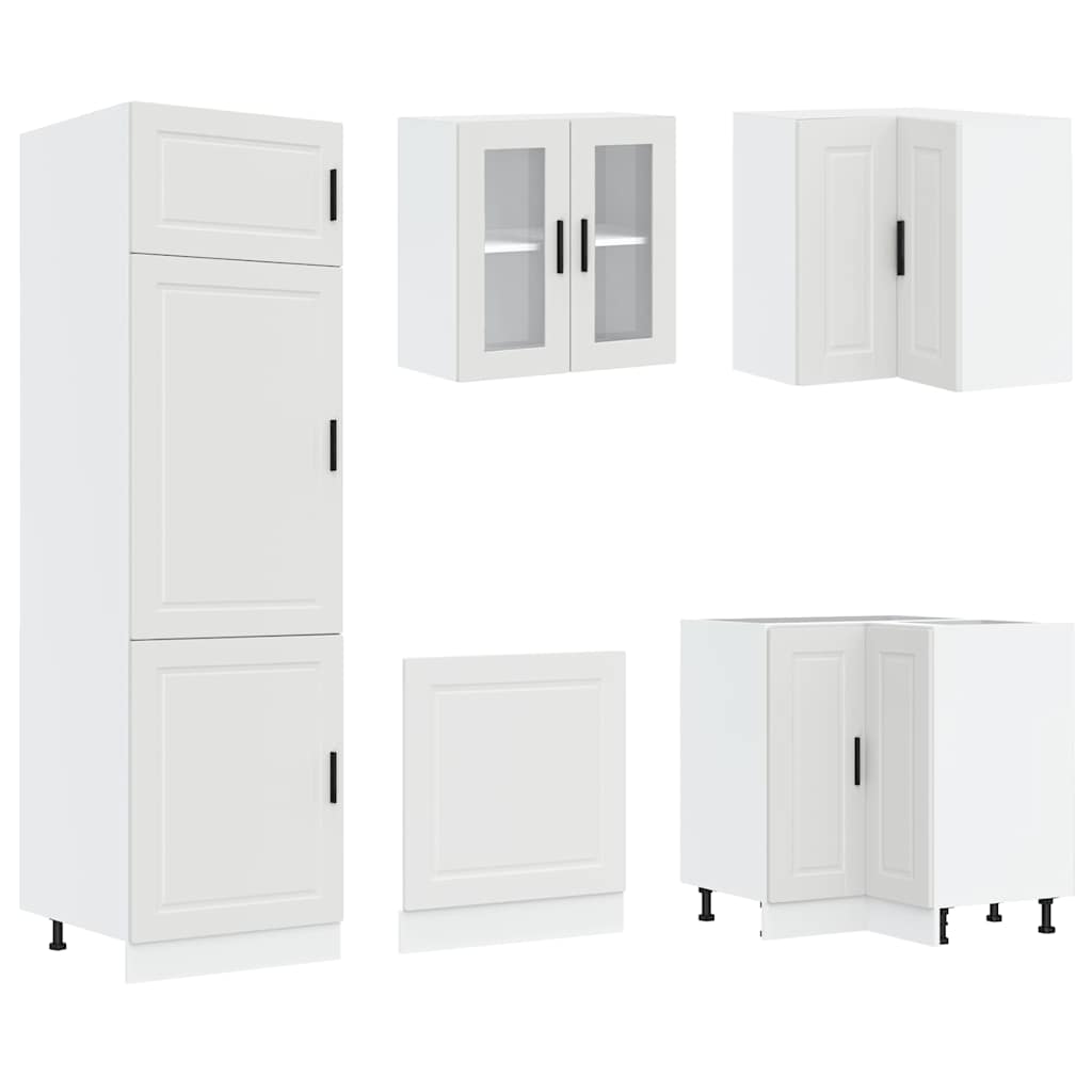 14 Piece Kitchen Cabinet Set Porto White Engineered Wood