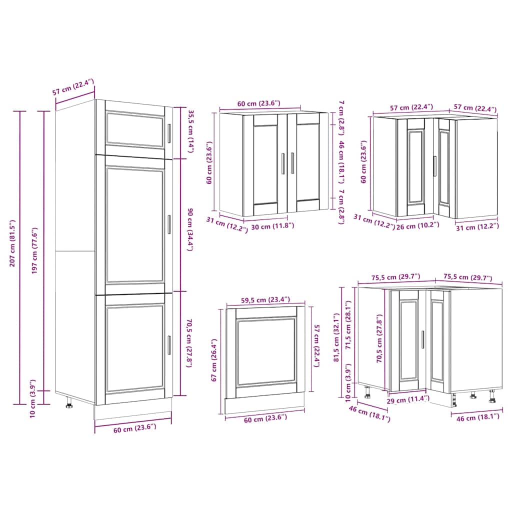 14 Piece Kitchen Cabinet Set "Porto" Gloss White Engineered Wood