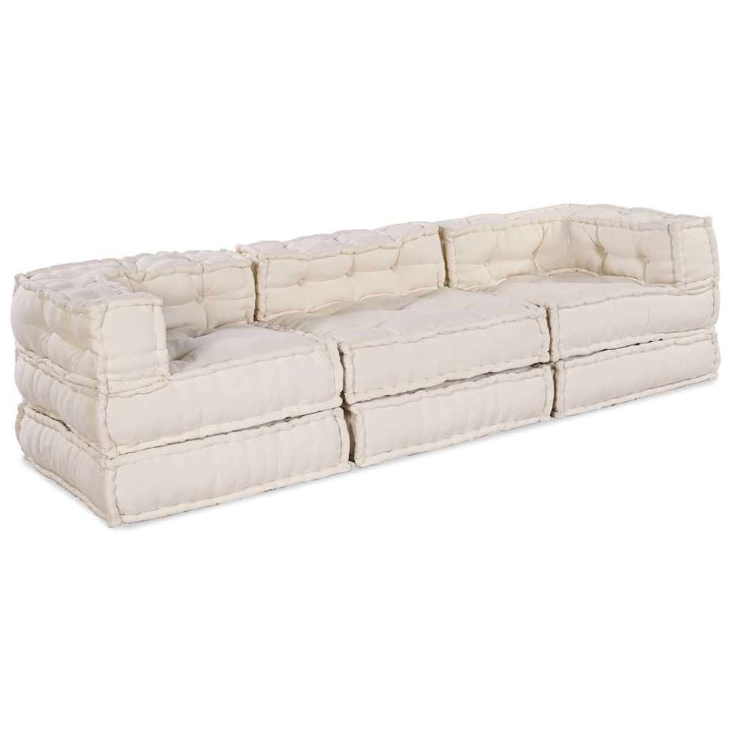 Modular Sofa 3 pcs Cream Fabric