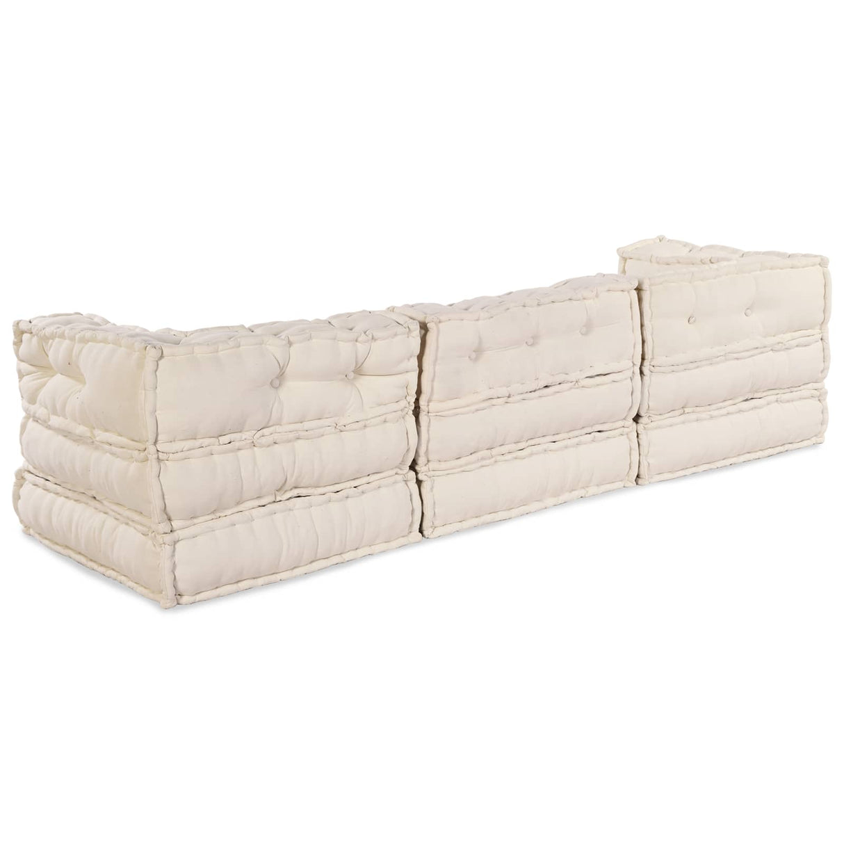 Modular Patchwork Sofa 3 pcs Cream Fabric