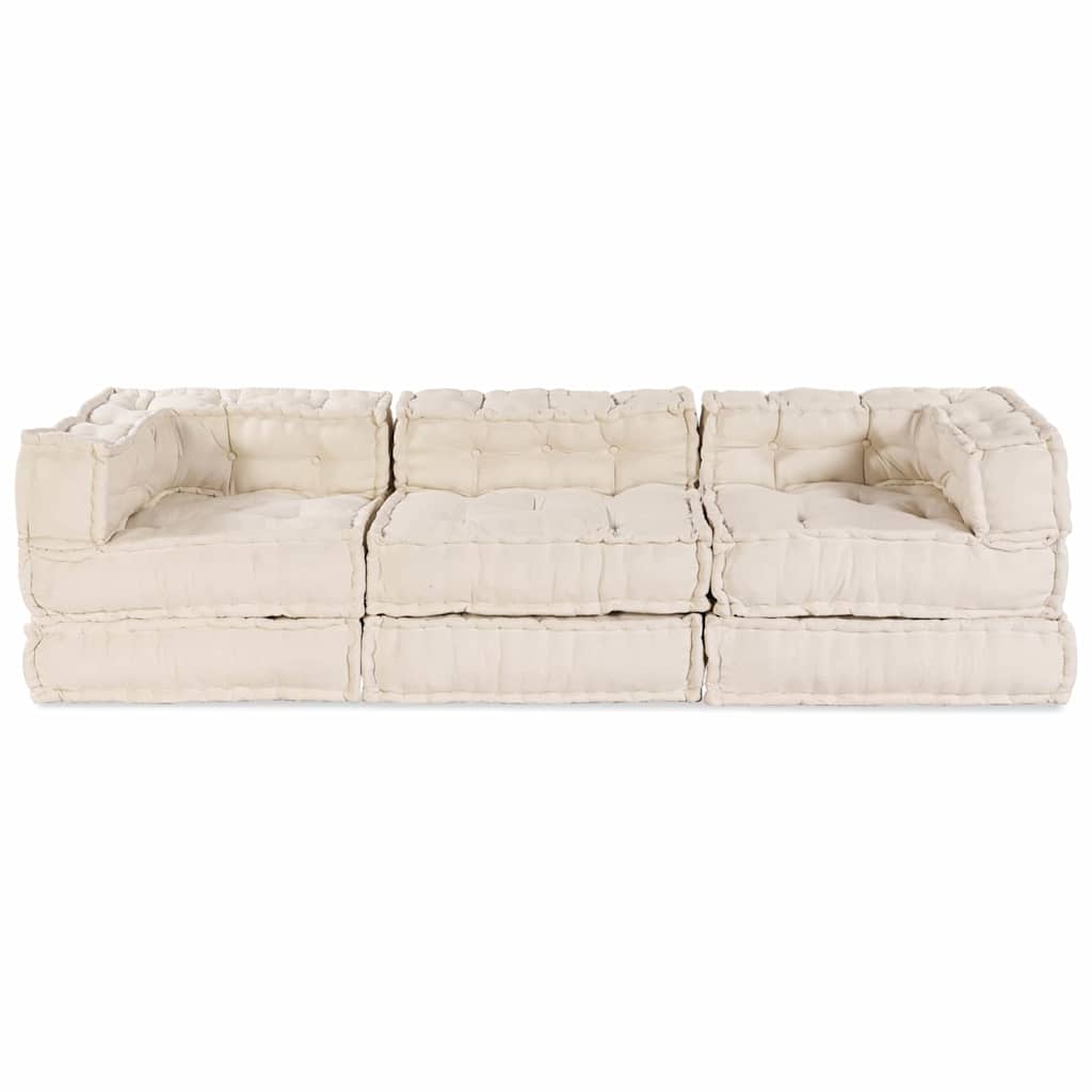 Modular Sofa 3 pcs Cream Fabric