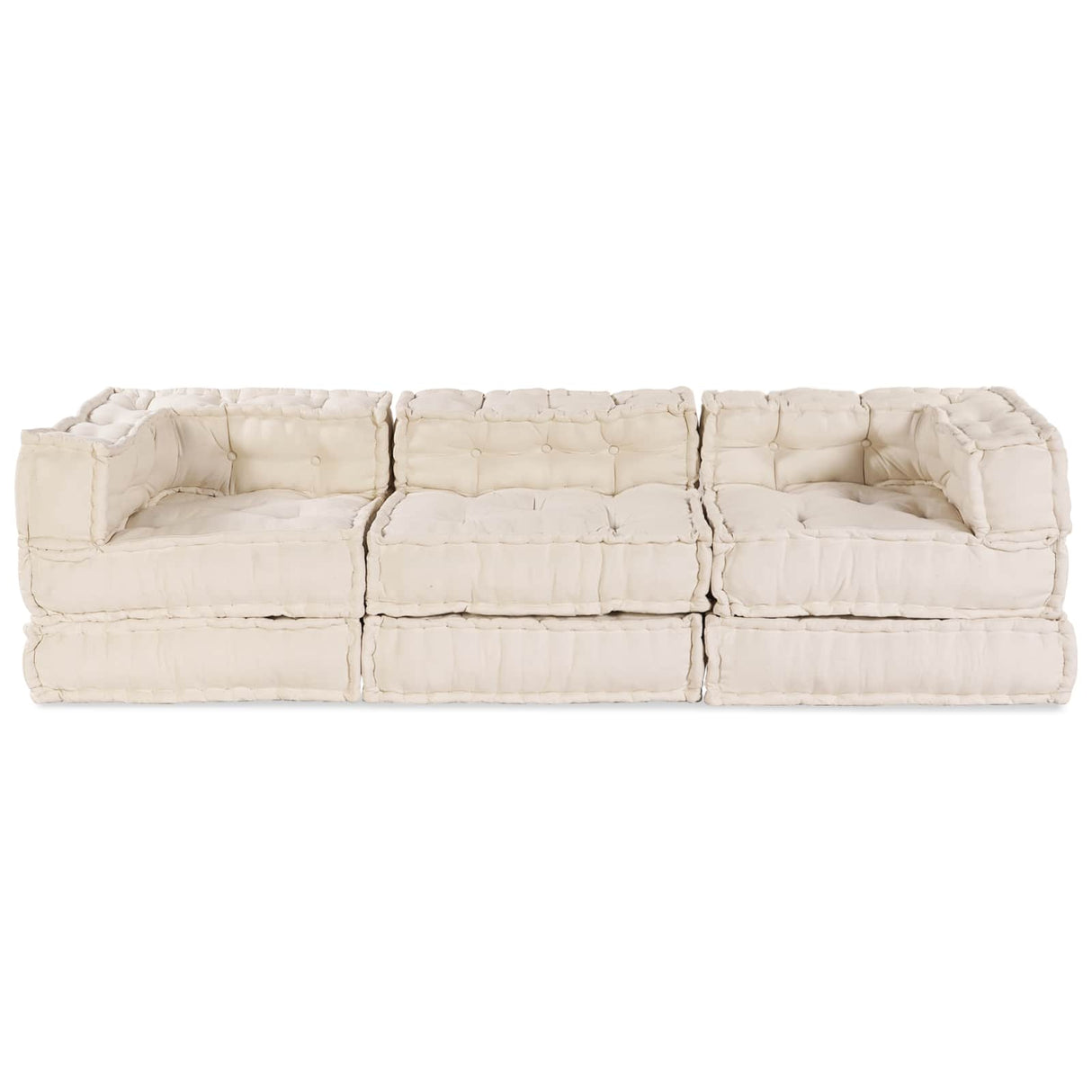 Modular Patchwork Sofa 3 pcs Cream Fabric