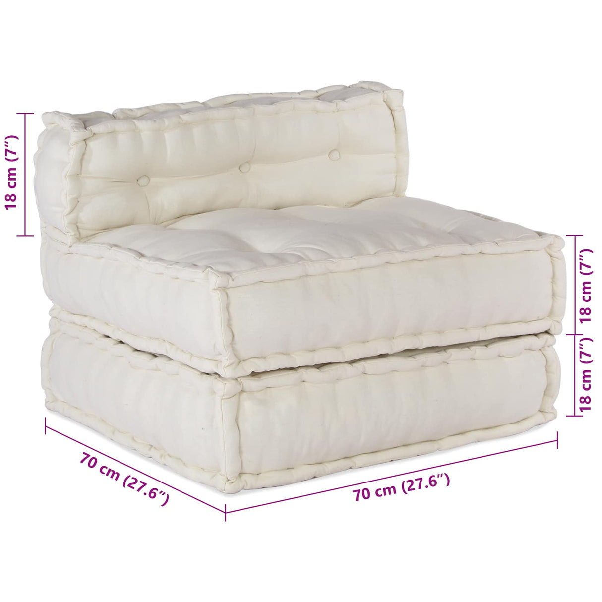 Modular Patchwork Sofa 3 pcs Cream Fabric