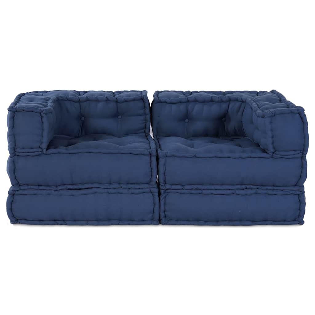 Modular Sofa 2 pcs Indigo 70 x 70 x 56 cm Fabric