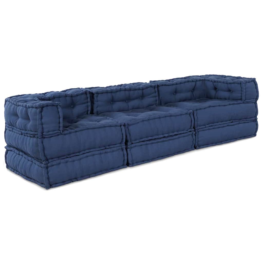 Modular Sofa 3 pcs Indigo 70 x 70 x 56 cm Fabric