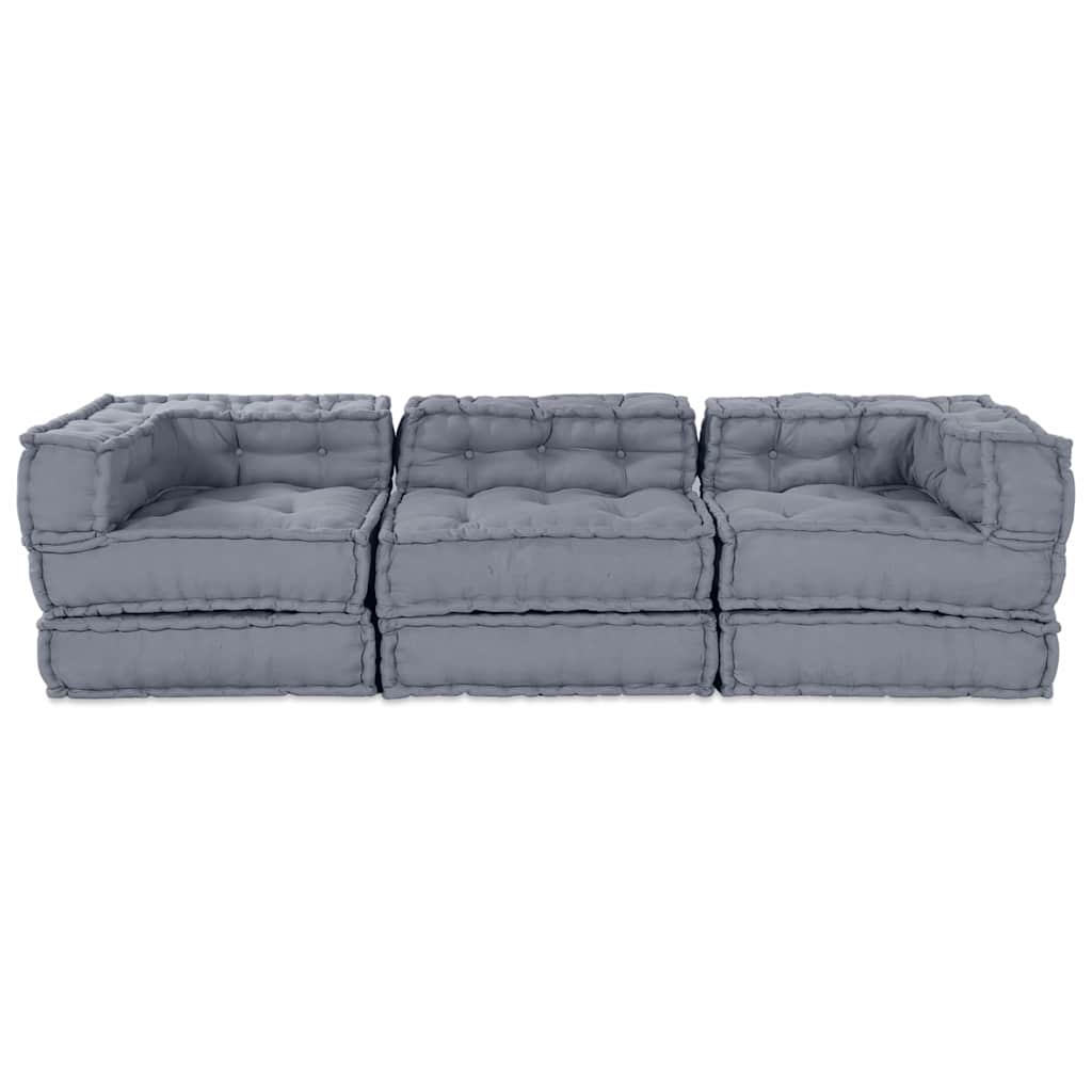 Modular Sofa 3 pcs Grey 70 x 70 x 56 cm Fabric