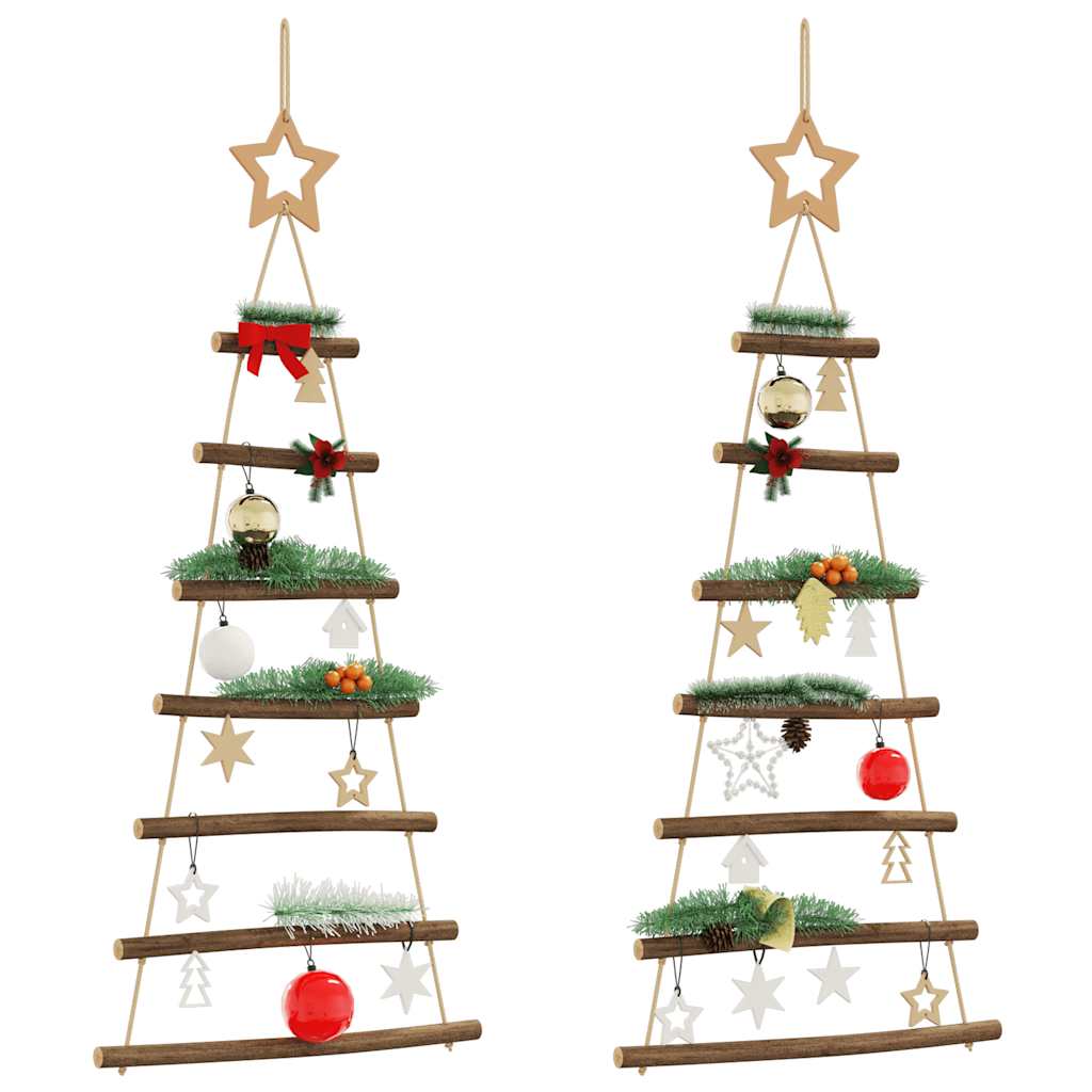 ?Hanging Christmas Trees with Top Stars 2 pcs 42x90 cm Natural Branch