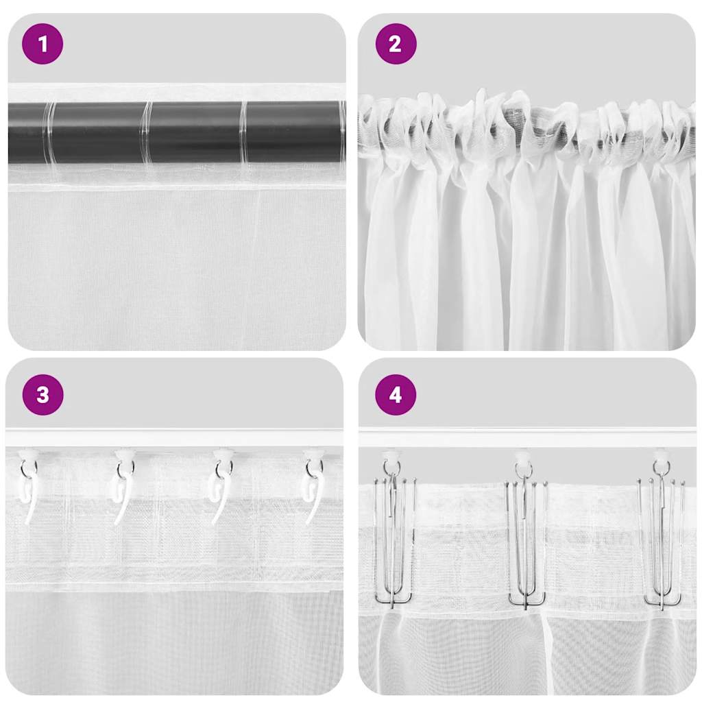 Voile Curtains with Rod Pockets 2 pcs Black