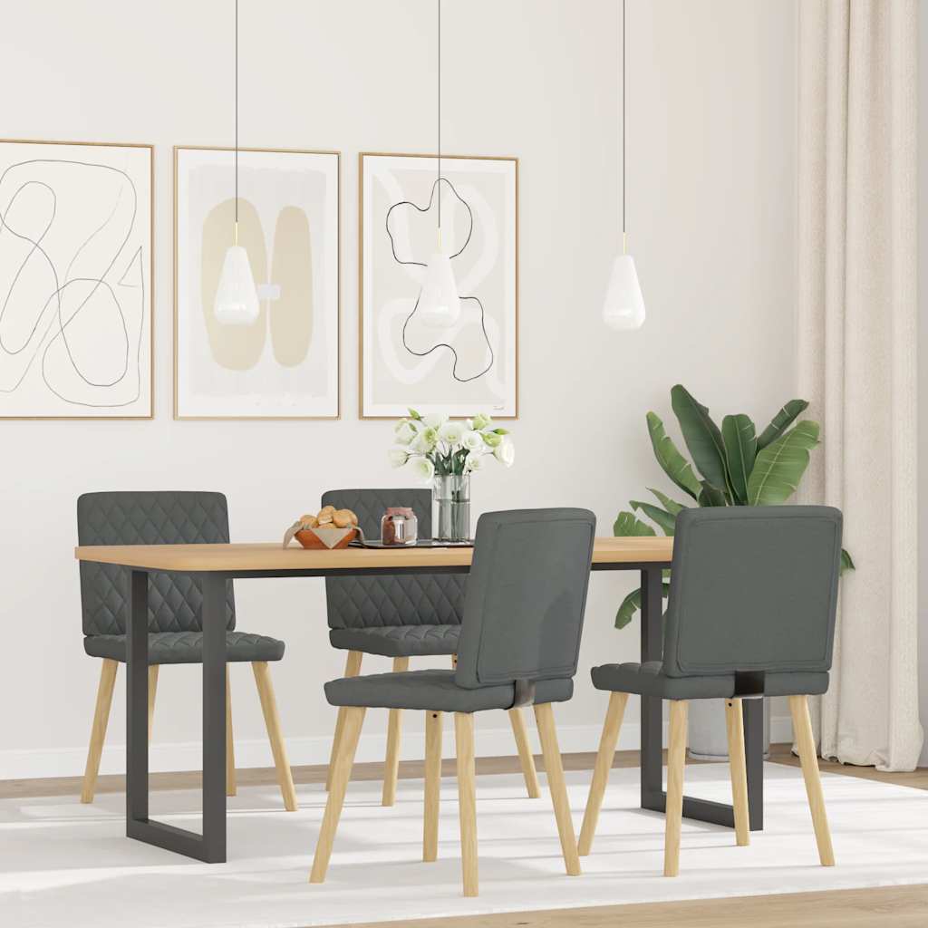 Dining Chairs 4 pcs Dark Grey Fabric