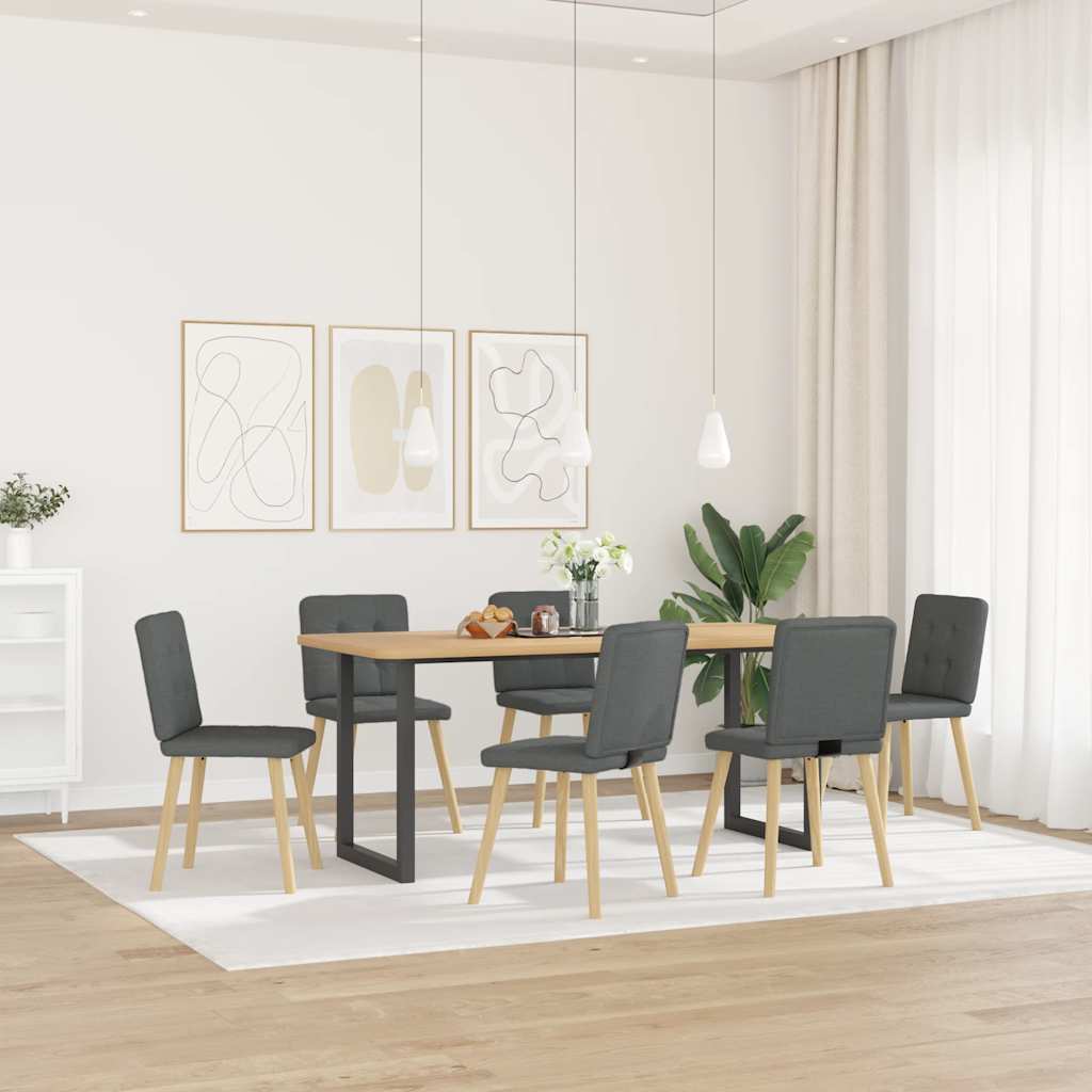 Dining Chairs 6 pcs Dark Grey Fabric