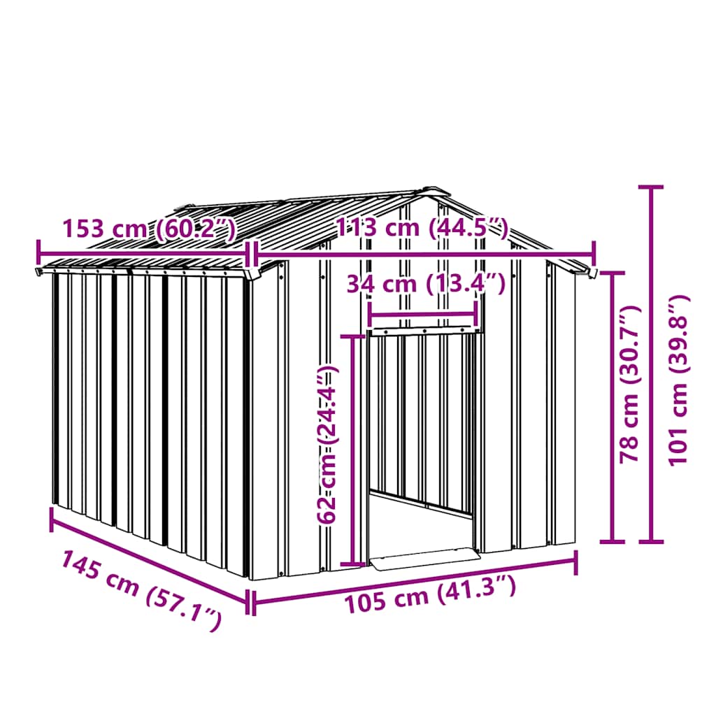 Dog House with Roof 113x153x101 cm Galvanised Steel
