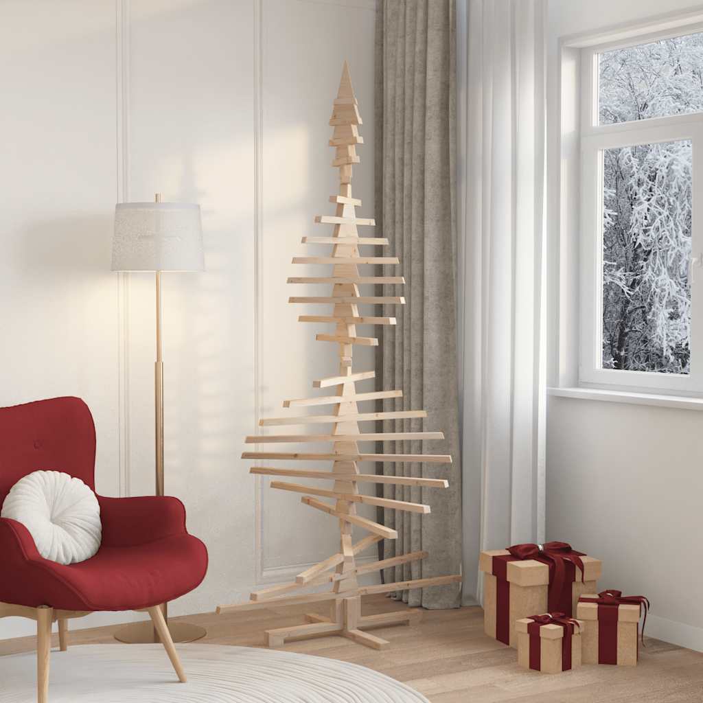 Wooden Christmas Tree for Decoration 210 cm Solid Wood Pine