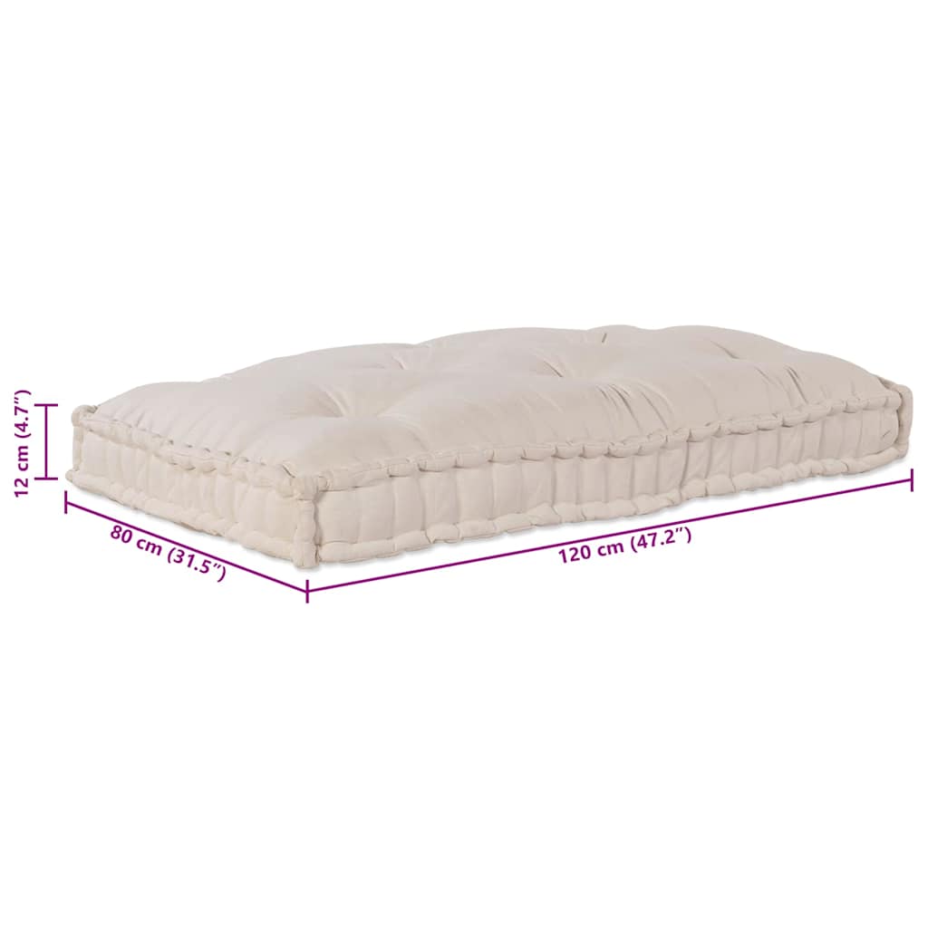 Pallet Sofa Cushion Cream 120 x 80 x 12 cm Fabric