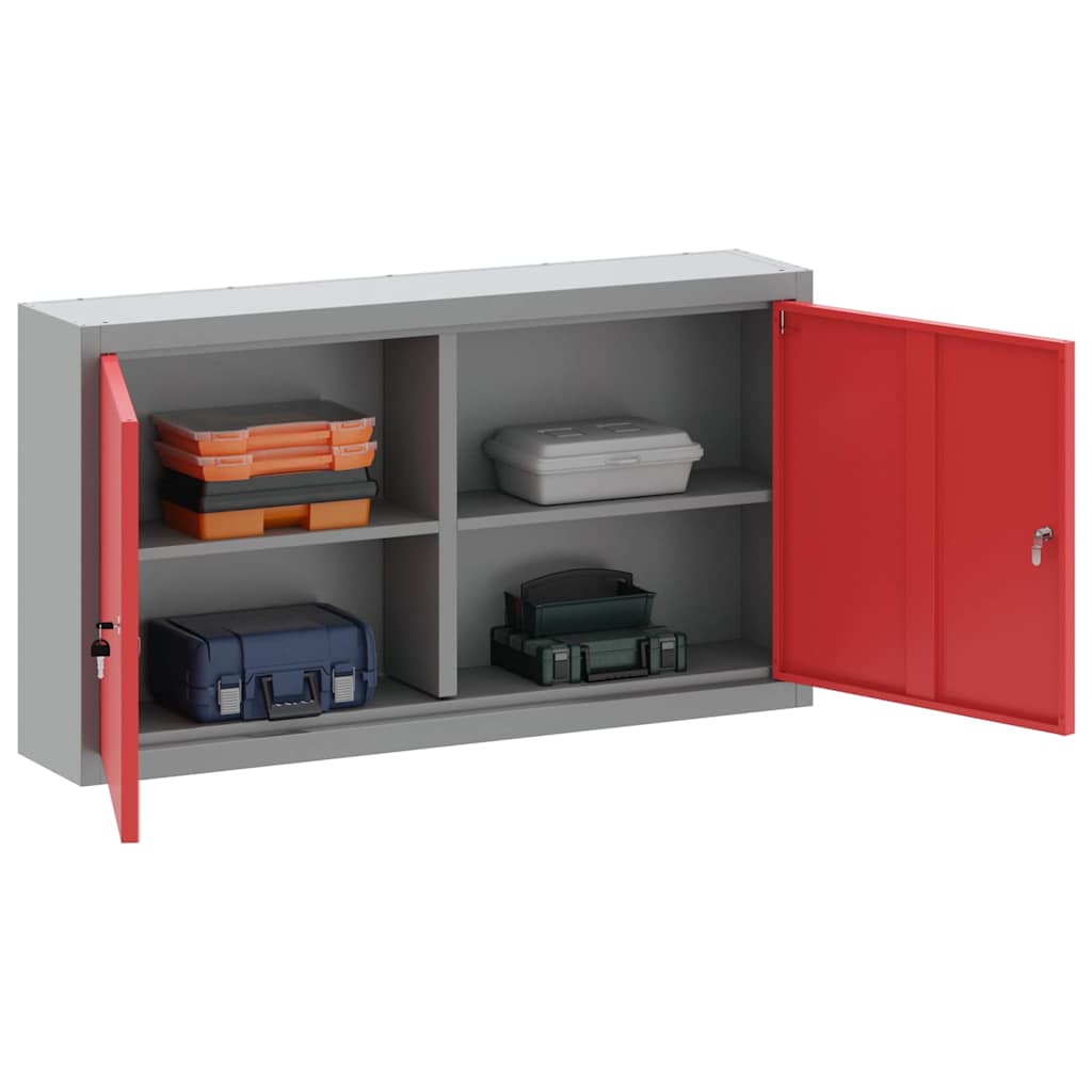 Tool Cabinet with Shelf Red and Grey 100 x 20 x 55 cm Steel