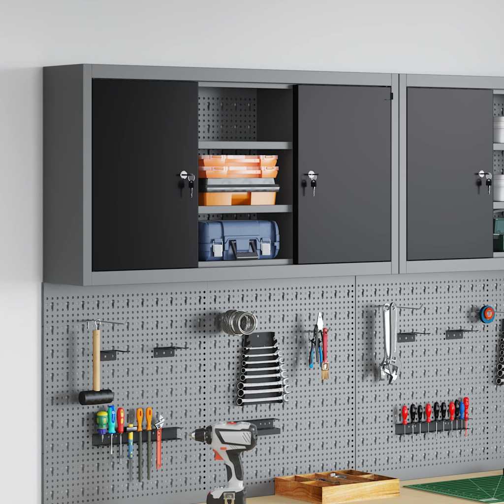 Tool Cabinet with Shelf Black and Grey 100 x 20 x 55 cm Steel