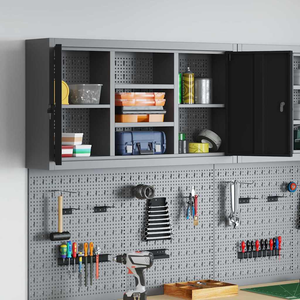 Tool Cabinet with Shelf Black and Grey 100 x 20 x 55 cm Steel