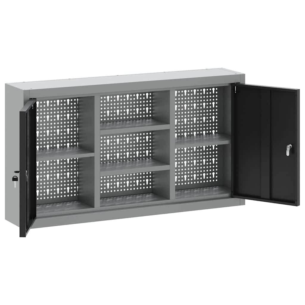 Tool Cabinet with Shelf Black and Grey 100 x 20 x 55 cm Steel