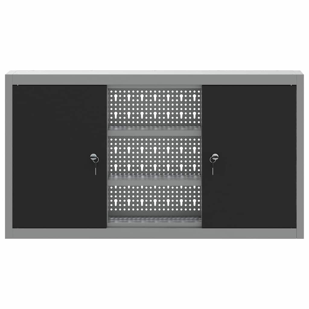 Tool Cabinet with Shelf Black and Grey 100 x 20 x 55 cm Steel