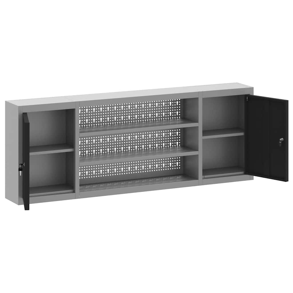 Tool Cabinet with Shelf Black and Grey 150 x 20 x 55 cm Steel