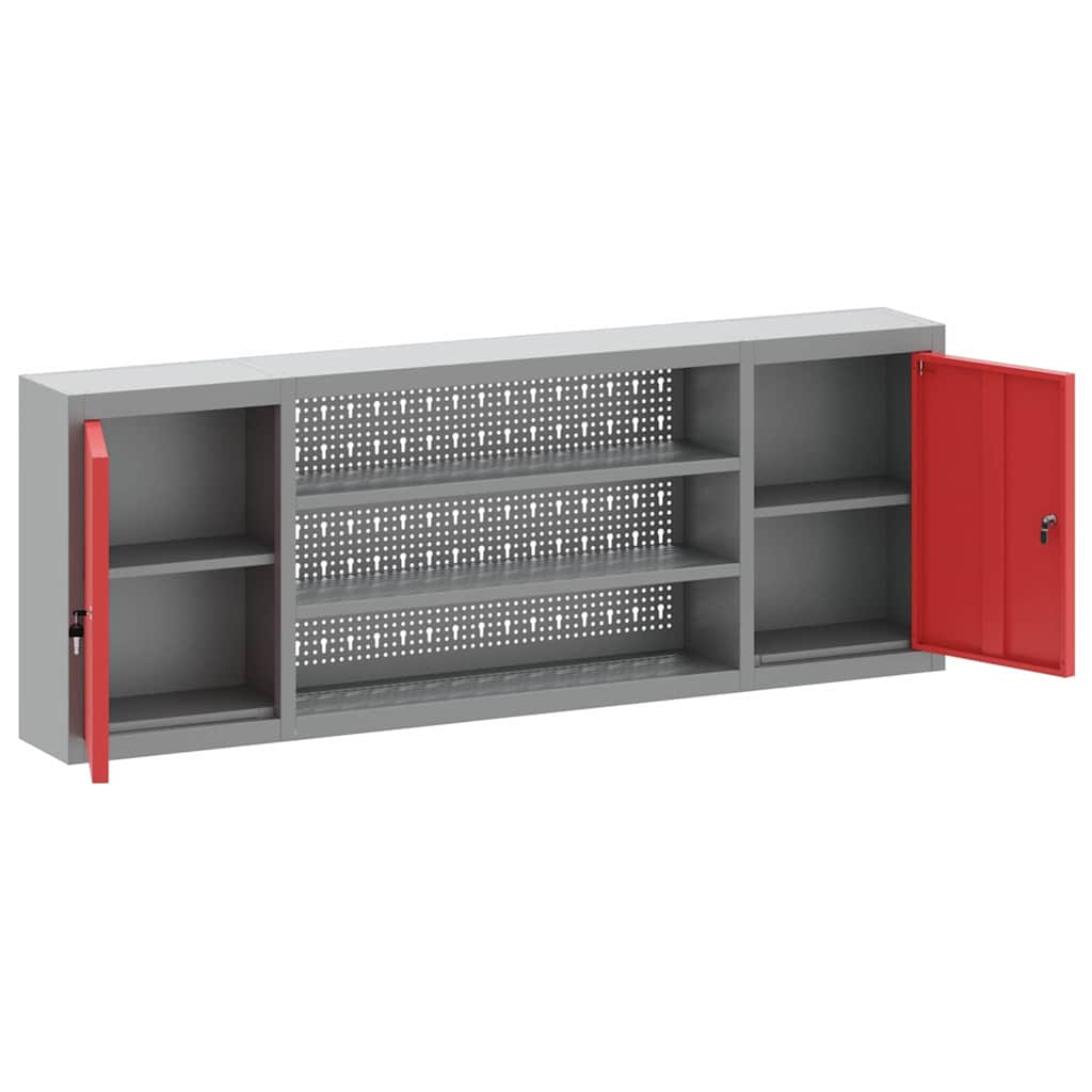 Tool Cabinet with Shelf Red and Grey 150 x 20 x 55 cm Steel