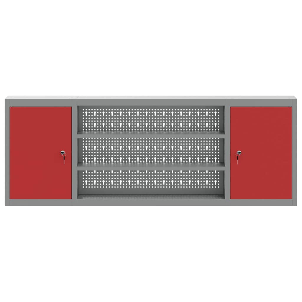 Tool Cabinet with Shelf Red and Grey 150 x 20 x 55 cm Steel