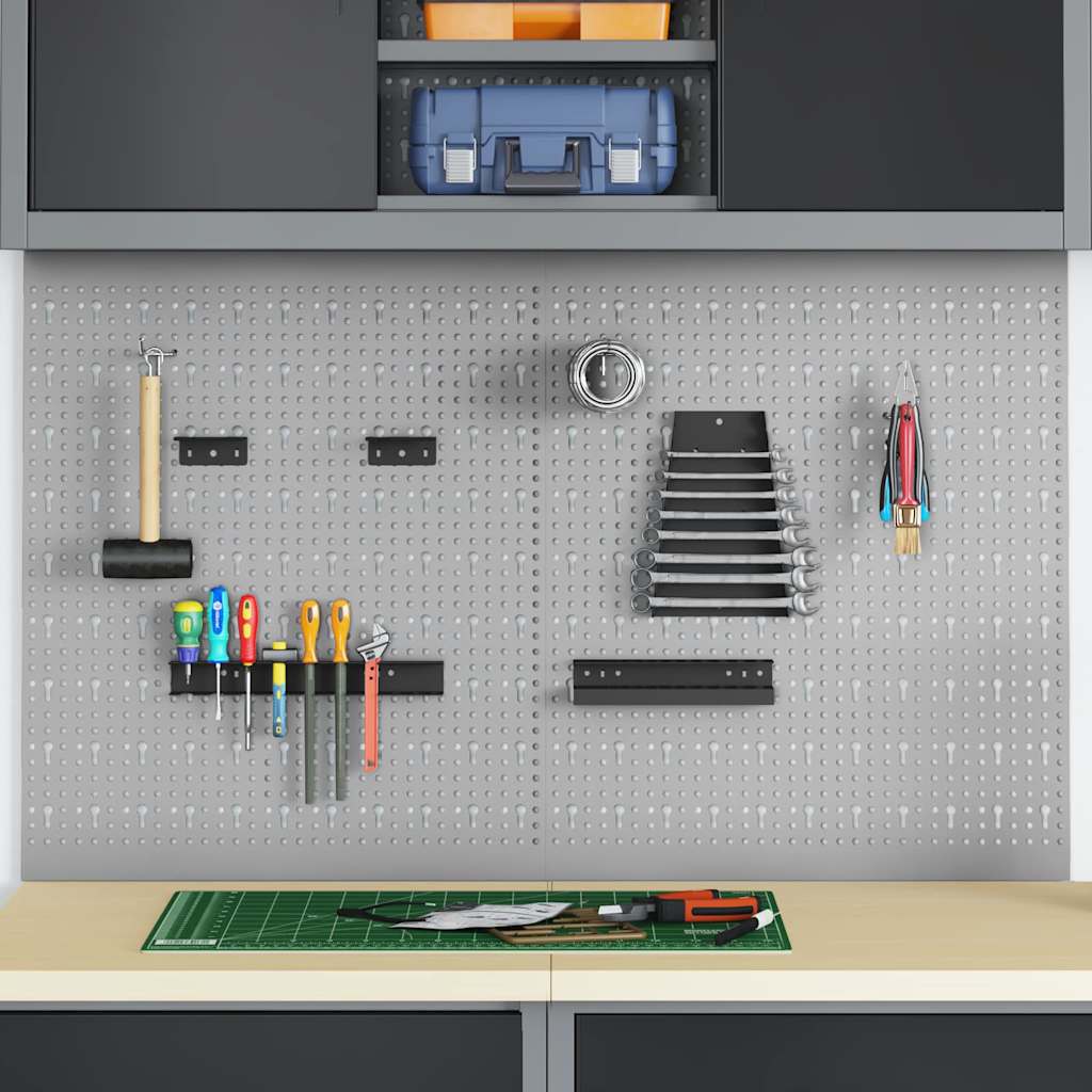 Tool Wall Panel 2 pcs Grey 100 x 1 x 60 cm Steel