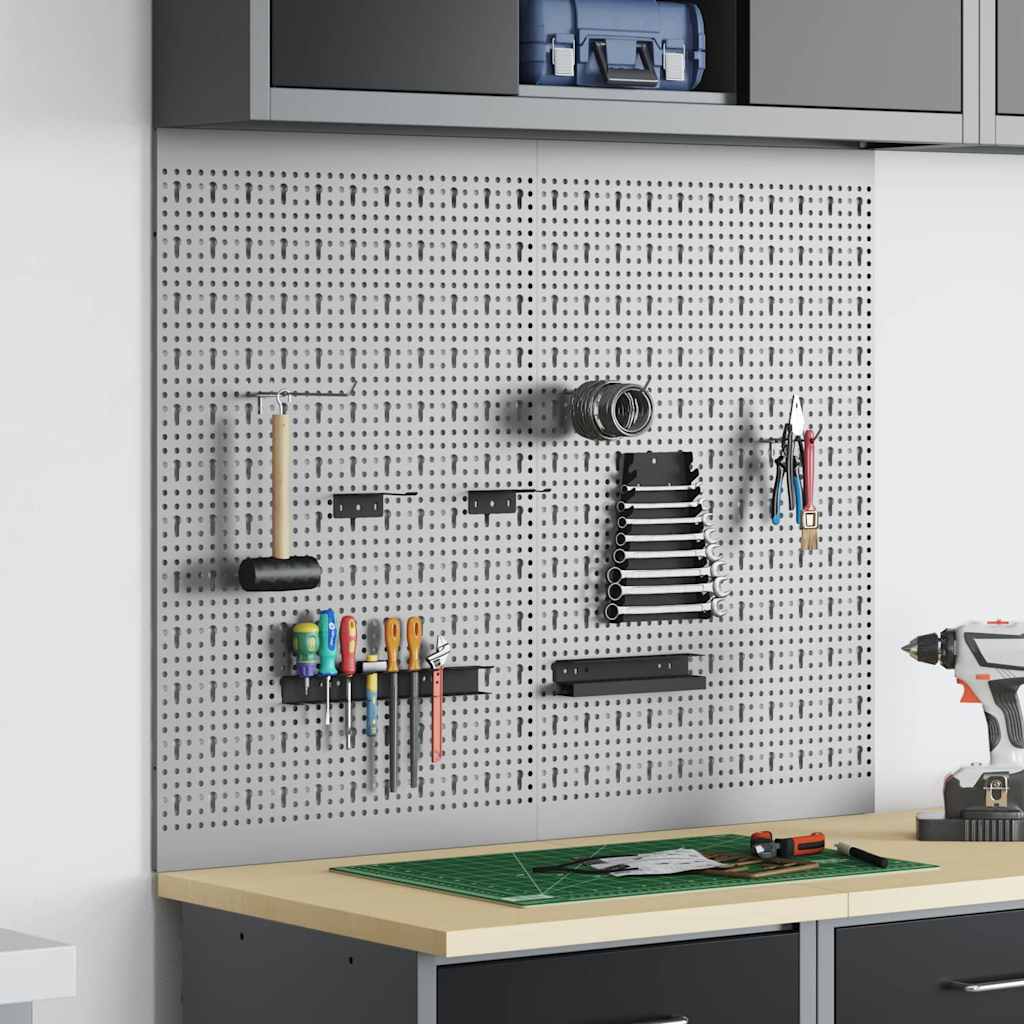 Tool Wall Panel 2 pcs Grey 100 x 1 x 80 cm Steel