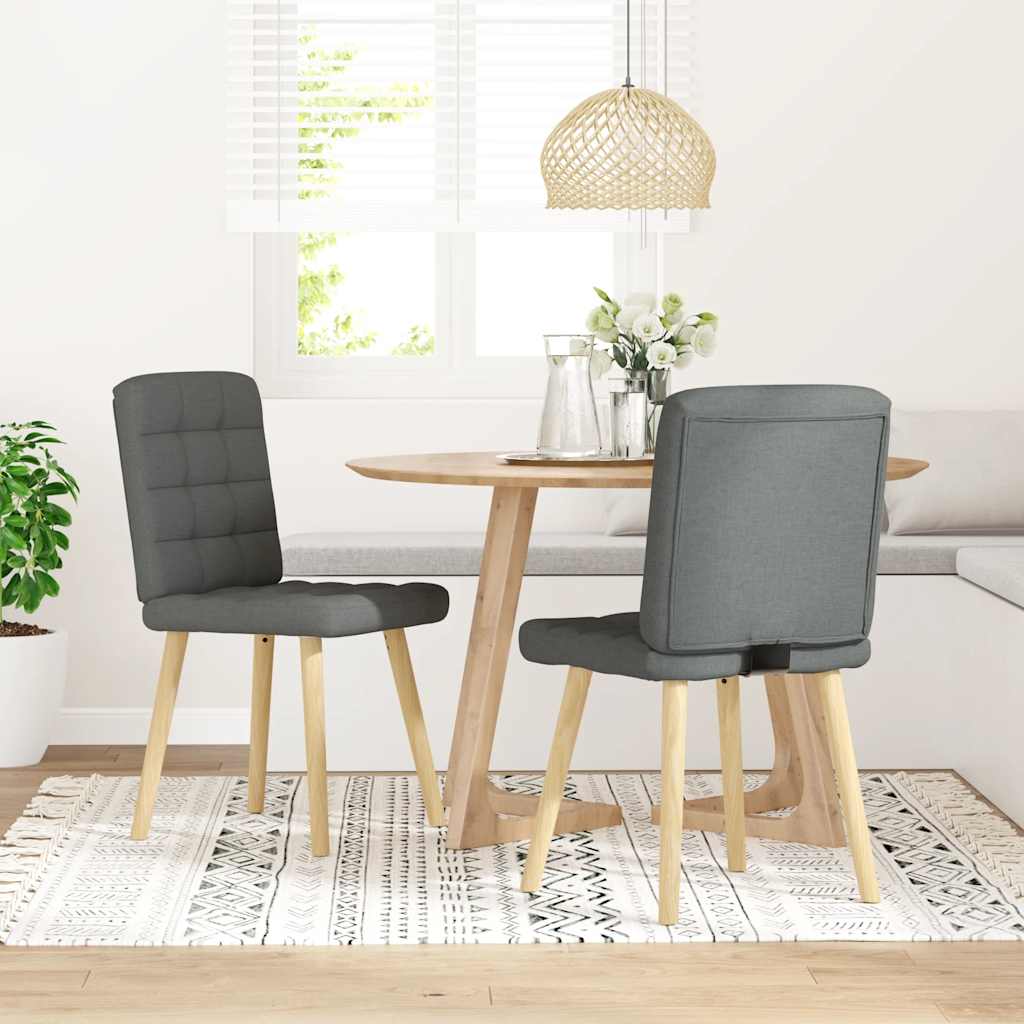 Dining Chairs 2 pcs Dark Grey Fabric