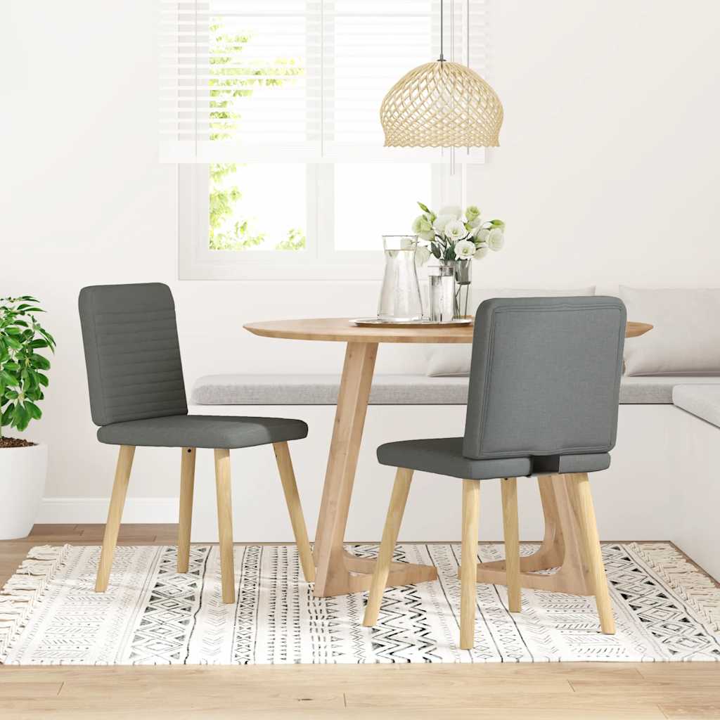 Dining Chairs 2 pcs Dark Grey Fabric