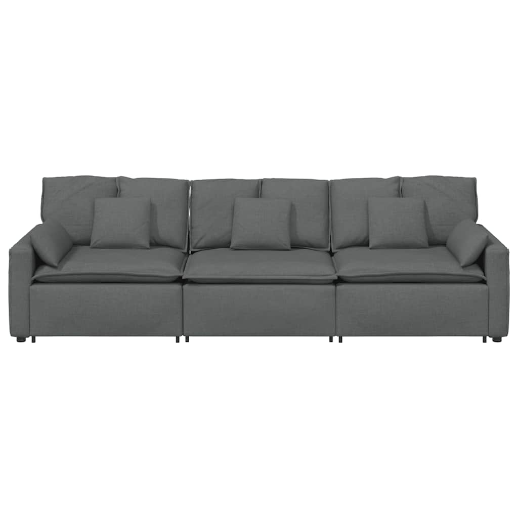 Modular Sofa with Cushions Dark Grey