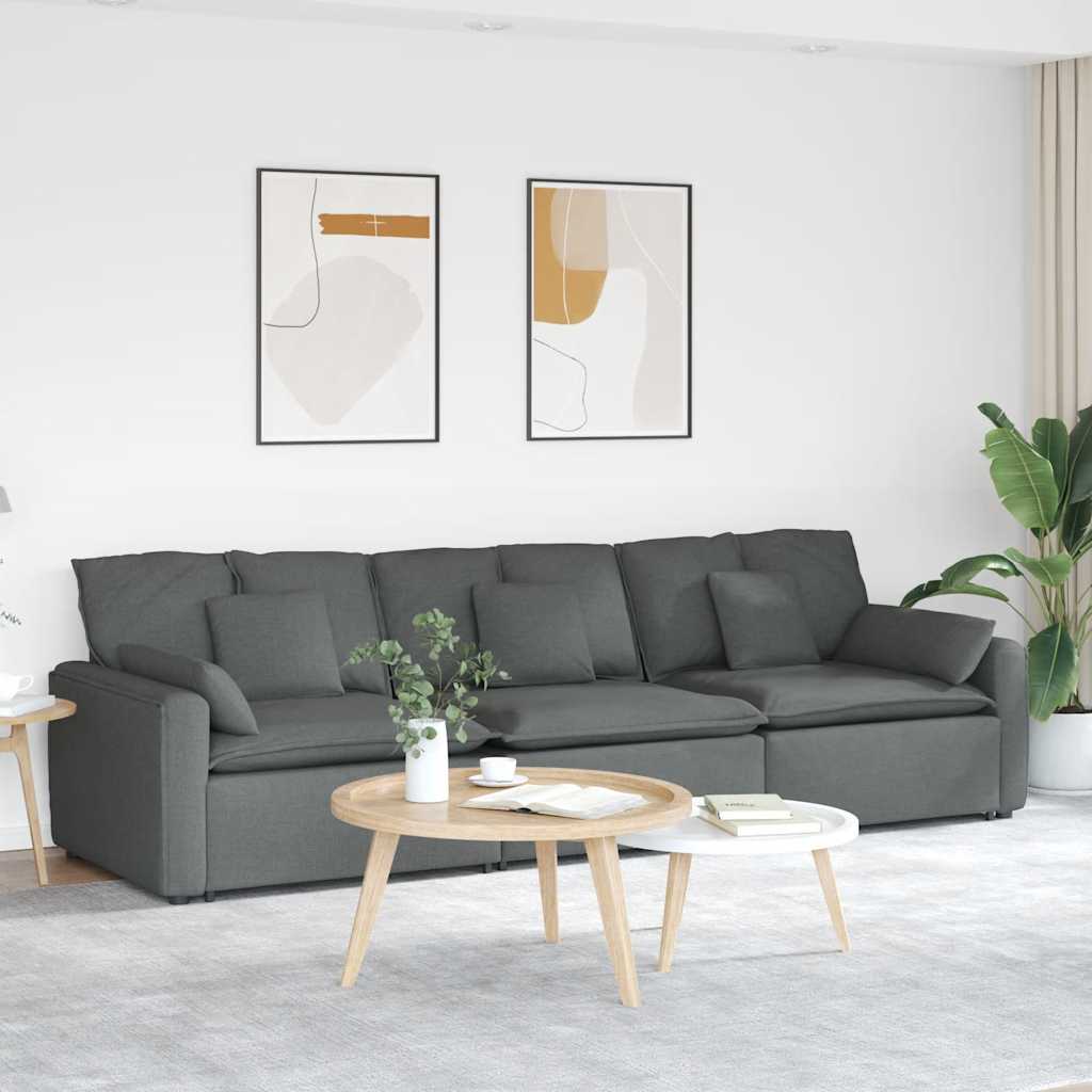 Modular Sofa with Cushions Dark Grey