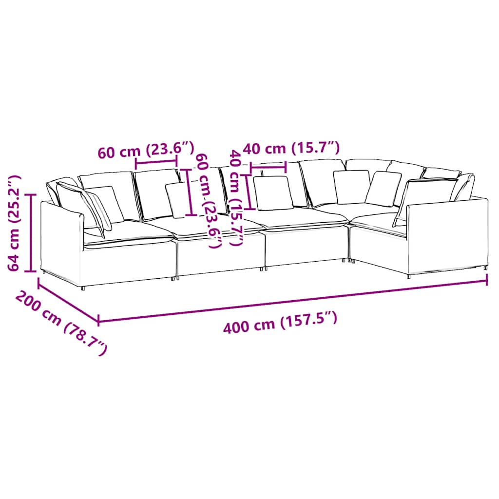 Modular Sofa with Cushions Velvet Dark Grey