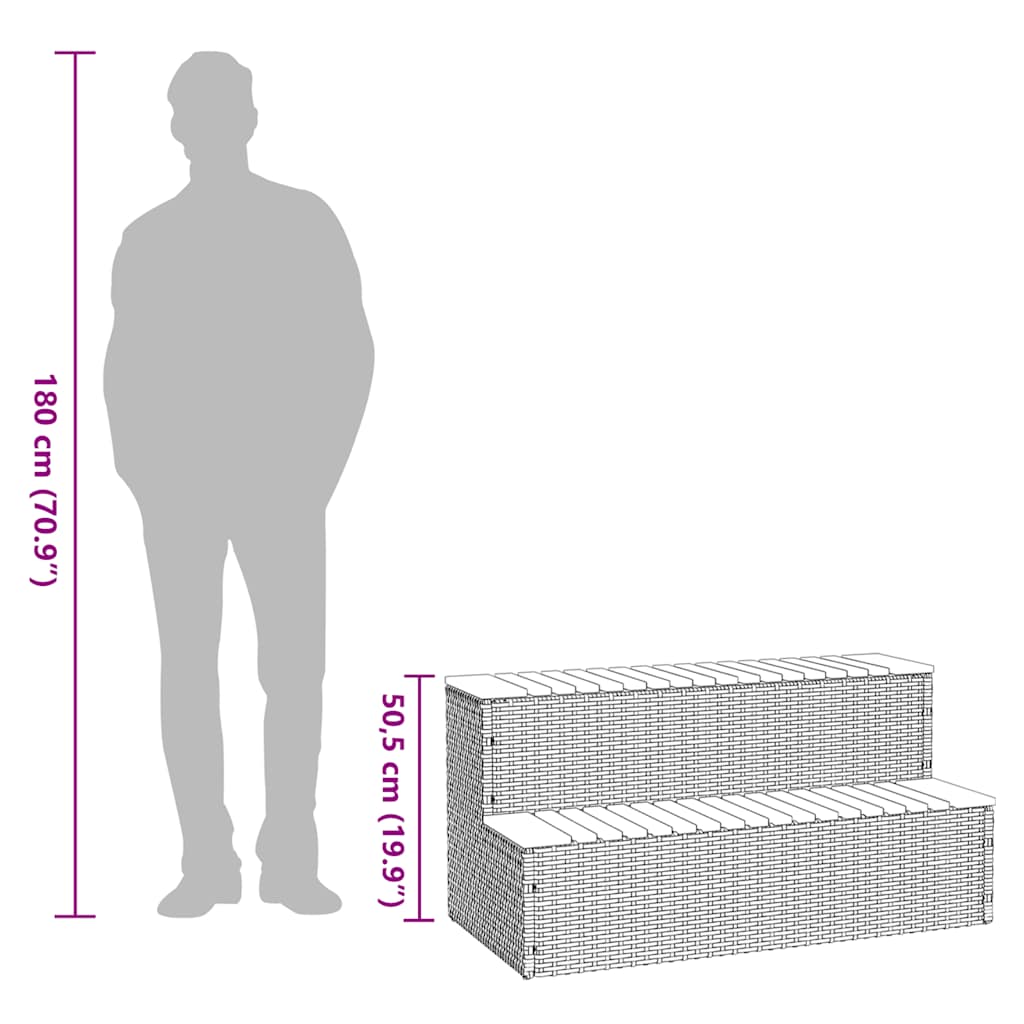 Hot Tub Step Black 100x50x50.5 cm Poly Rattan and Solid Acacia