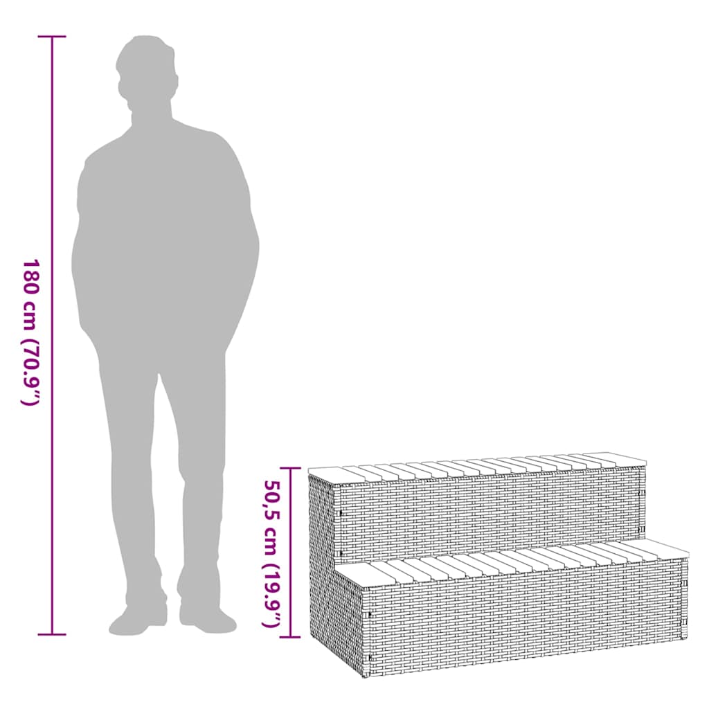 Hot Tub Step Black 100x50x50.5 cm Poly Rattan and Solid Acacia