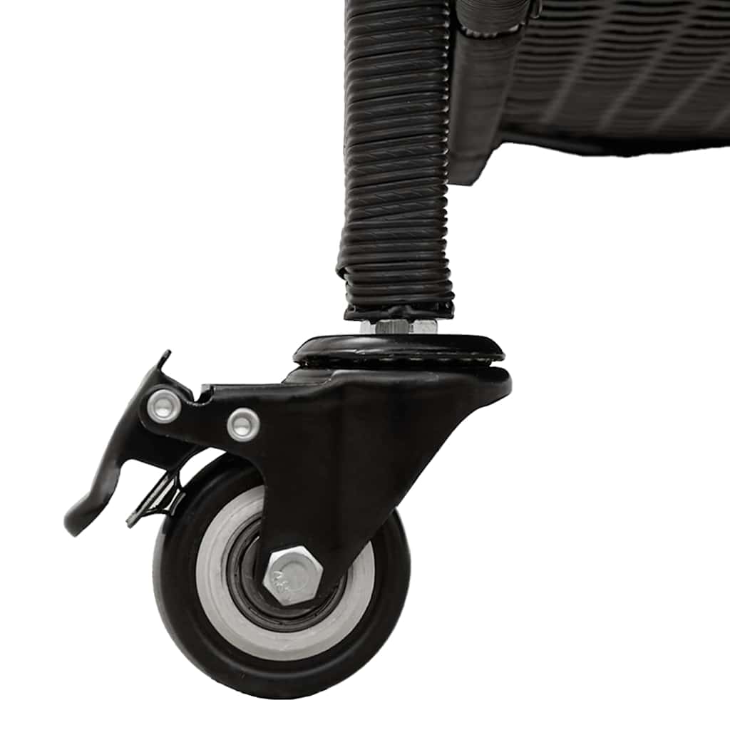 Garden Storage Box with Wheels Black 160x55x75 cm Poly Rattan