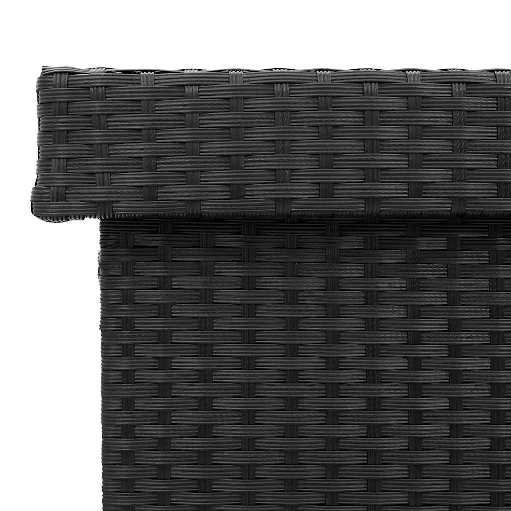 Garden Storage Box with Wheels Black 160x55x75 cm Poly Rattan