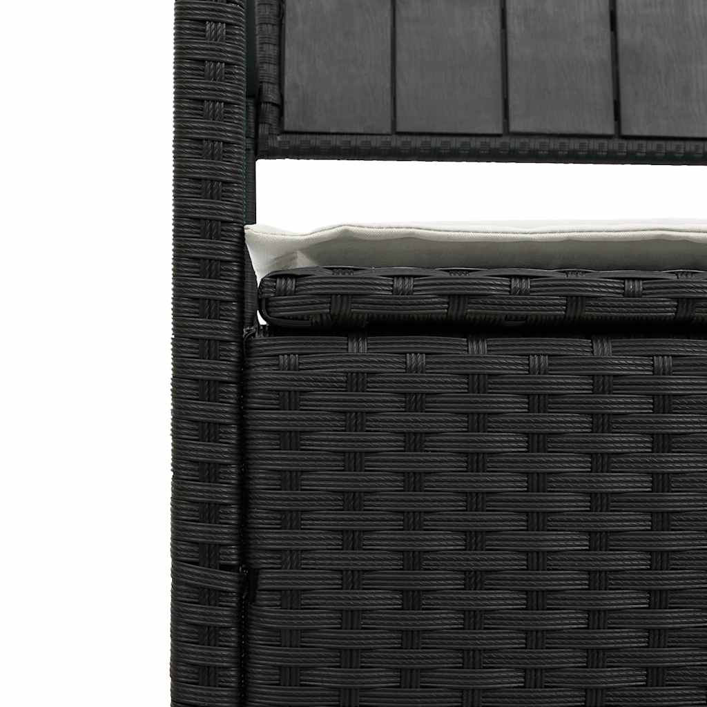 Garden Storage Bench with Cushion Black Poly Rattan