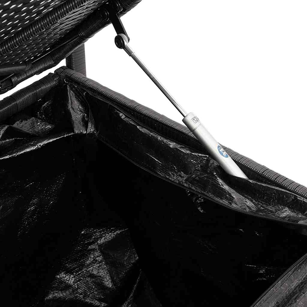 Garden Storage Bench with Cushion Black Poly Rattan