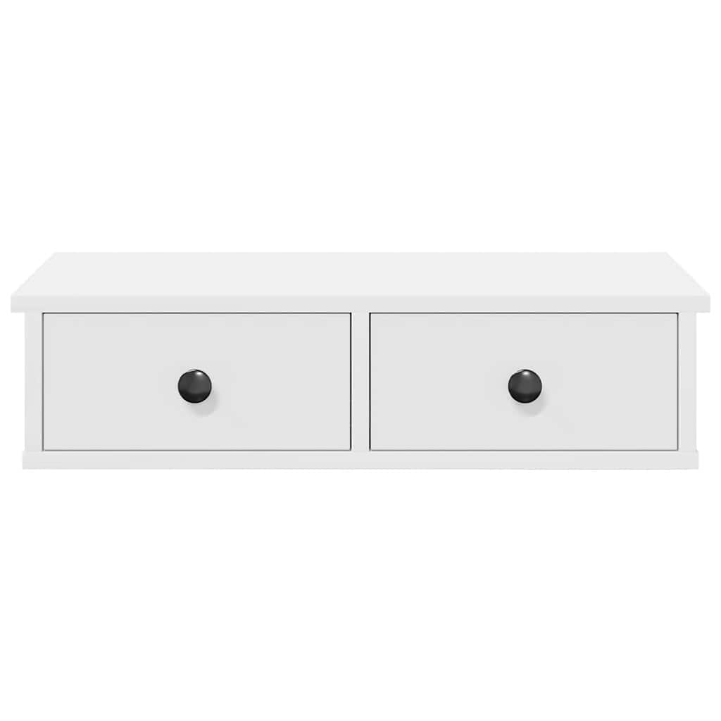 Wall Shelf with Drawers White 60x28x15 cm Engineered Wood