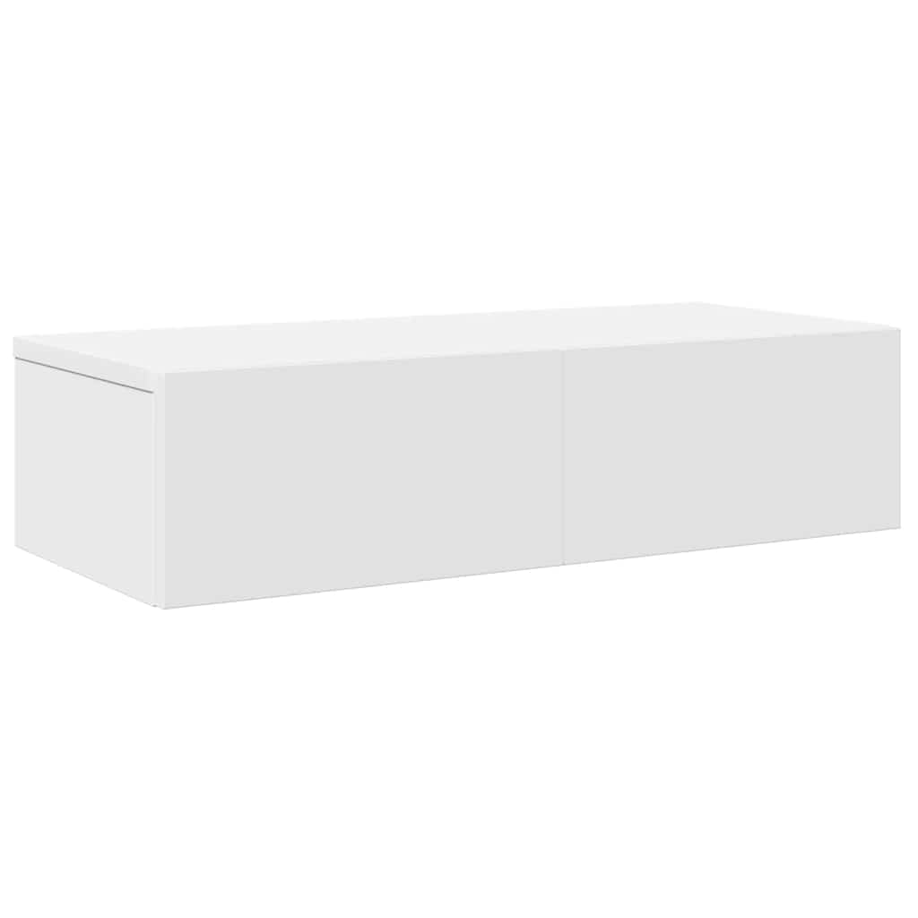 Wall Shelf with Drawers White 60x26.5x15 cm Engineered Wood
