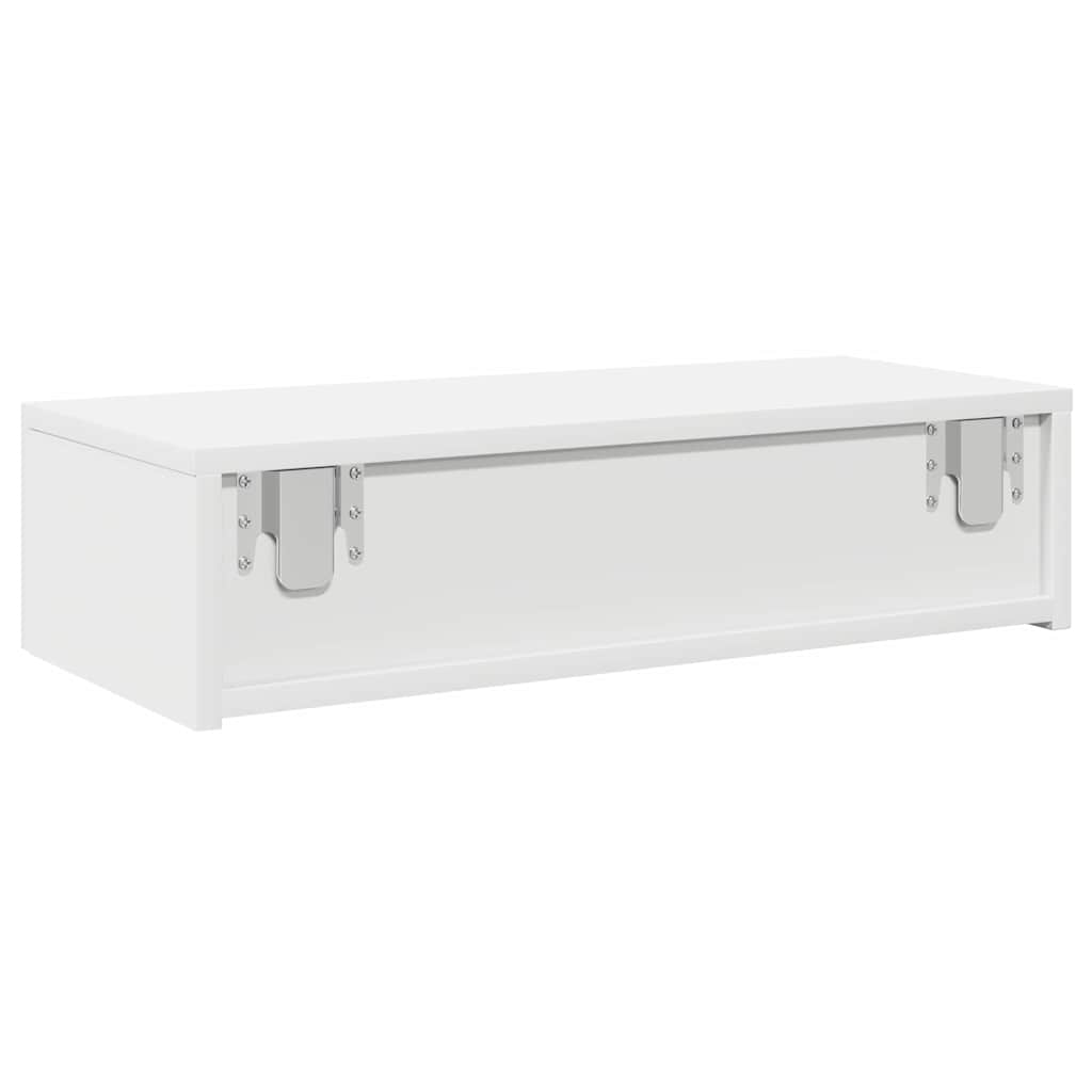 Wall Shelf with Drawers White 60x26.5x15 cm Engineered Wood