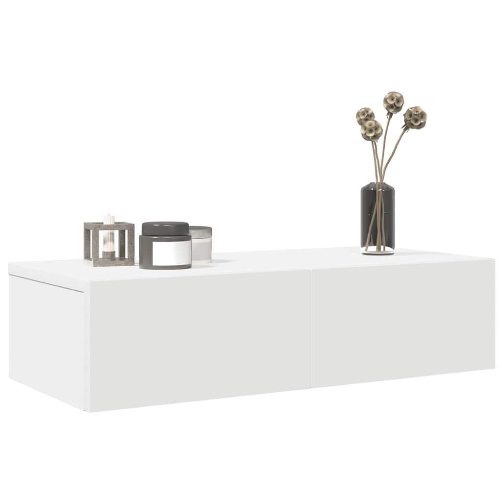 Wall Shelf with Drawers White 60x26.5x15 cm Engineered Wood