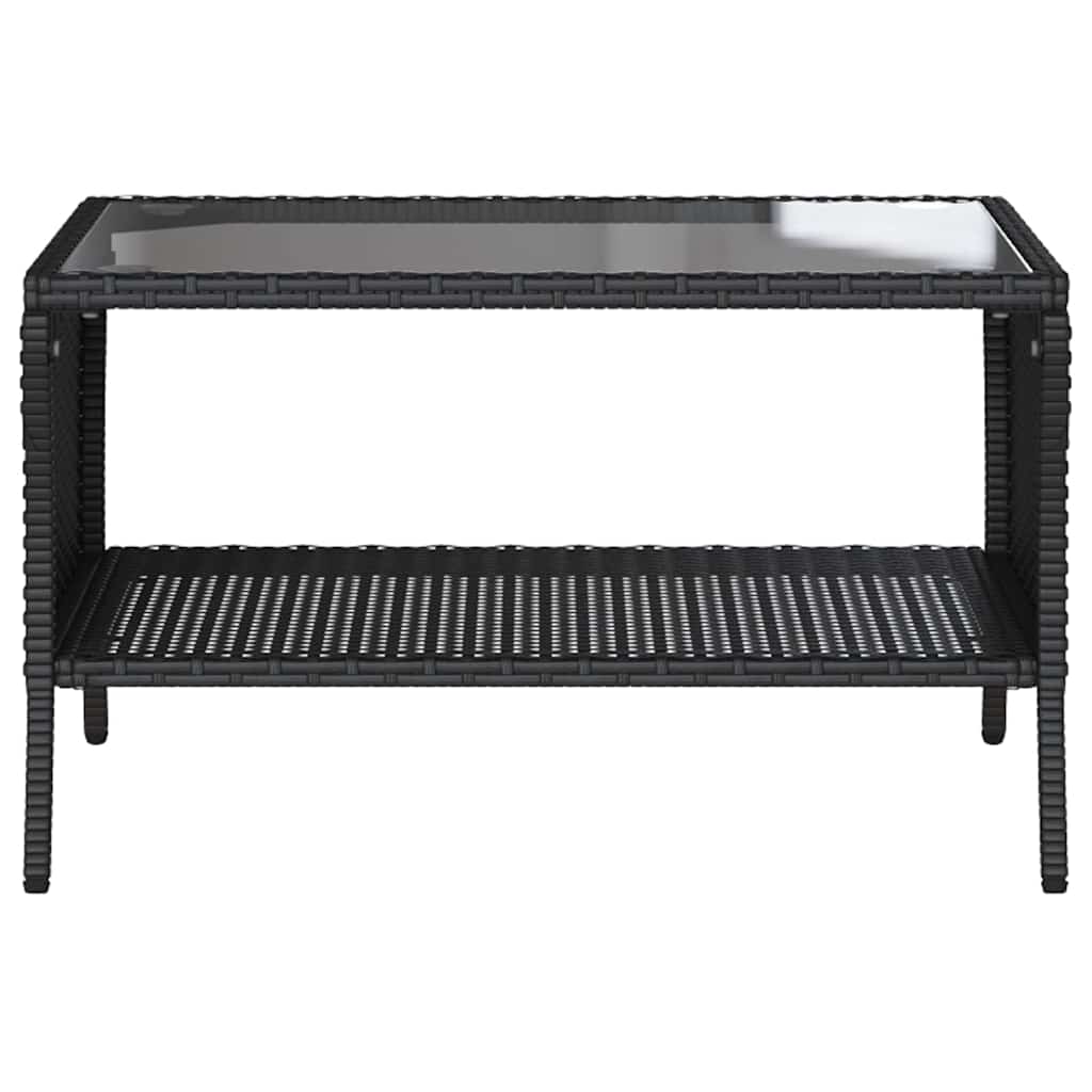 Garden Sofa 2-Seater with Cushions&Table Black Poly Rattan