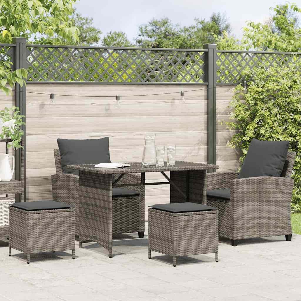 4 Piece Garden Sofa Set with Cushions Grey Poly Rattan