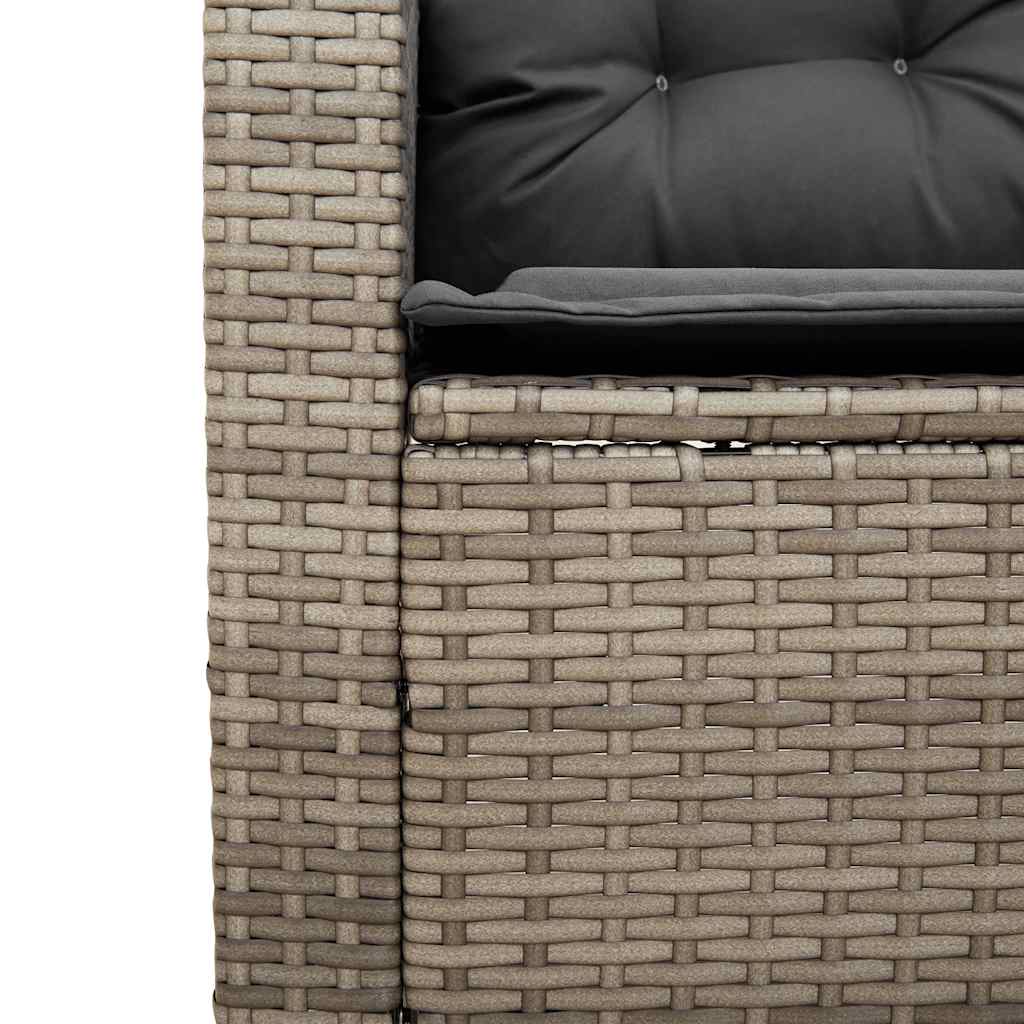 Garden Sofa with Table&Cushions L-shaped Grey Poly Rattan